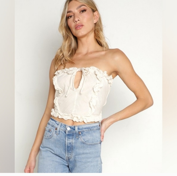 NWT jen's Pirate Booty Black Oak Corset Top in Natural Size S Free People - Picture 2 of 12